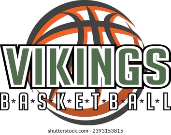 Vikings Basketball Graphic is a sports design template that includes graphic text, stars and a graphic basketball. This design is great for advertising and promotion such as t-shirts for teams.