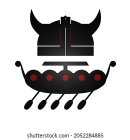 Vikings boat on white background