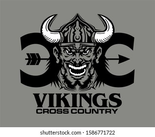 vikings cross country team design with mascot for school, college or league