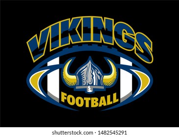 Vikings Football Team Design With Ball And Helmet For School, College Or League