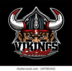 Vikings Football Team Design With Half Mascot For School, College Or League