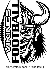 Vikings Football Team Design With Laces And Half Mascot For School, College Or League