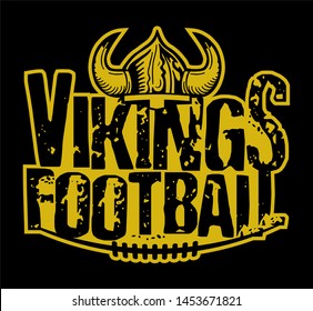 Vikings Football Team Design With Laces And Helmet For School, College Or League