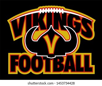 Vikings Football Team Design With Laces And Helmet For School, College Or League