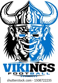 Vikings Football Team Design With Laces And Mascot For School, College Or League