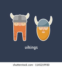 Vikings for the game. icons of the head. stickers