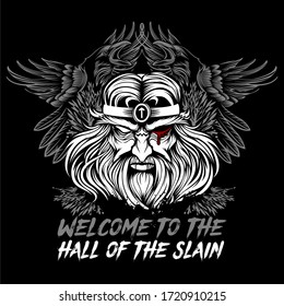 Vikings God Odin With Ravens T-shirt Vector Design 