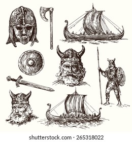 vikings - hand drawn set