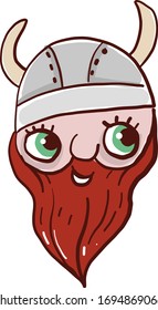 Vikings head, illustration, vector on white background