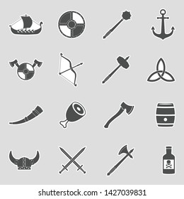 Vikings Icons. Sticker Design. Vector Illustration.