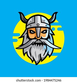 vikings. illustration of viking head with beard. suitable for t-shirt designs, children's pictures, esport logos etc. eps file