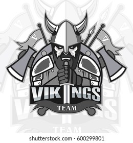 Vikings logo mascot for a team on a color background. Sport logo. Vector illustration. EPS10