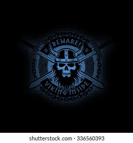 Vikings logo on a black background. Textures on separate layers.