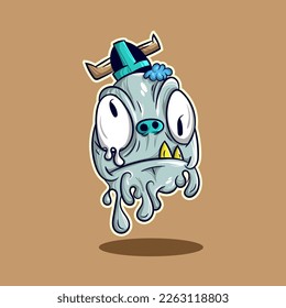 Vikings Monster Cartoon Melting For T-Shirt And Sticker Designs