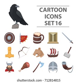Vikings set icons in cartoon style. Big collection of vikings vector symbol stock illustration