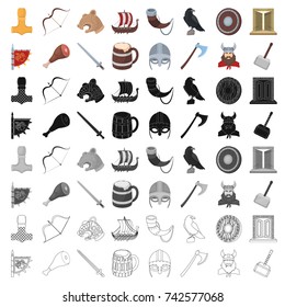 Vikings set icons in cartoon style. Big collection of vikings vector symbol stock illustration