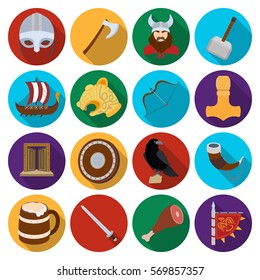 Vikings set icons in flat style. Big collection of vikings vector symbol stock illustration