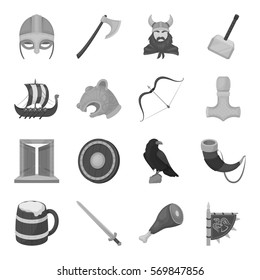 Vikings set icons in monochrome style. Big collection of vikings vector symbol stock illustration