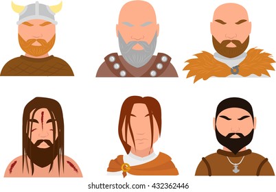 Vikings set isolated on white background