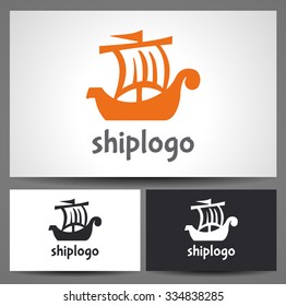 Vikings ship or sailing symbol logo business template