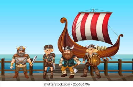 vikings standing on the pier