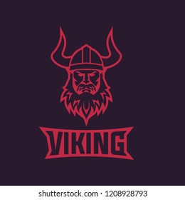 Vikings Team logo. Head of Viking wearing a helmet. Logo barbarian 