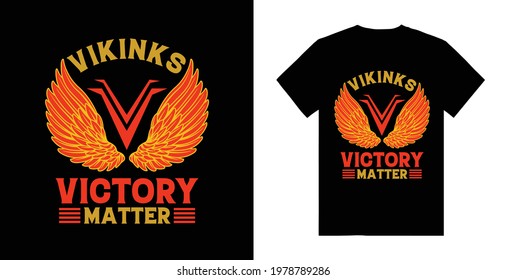 Vikings Victory Matter Grunge Vintage Wings T-shirt design V Letter T-shirt Graphic Tees