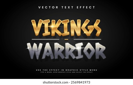 Vikings Warrior 3d Editable Text Effect. Golden Iron theme.