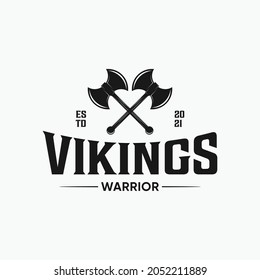 diseño del logotipo del emblema del guerrero de vikings
