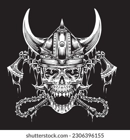 Viking-themed vector illustration, suitable for tattoos and t-shirt designs