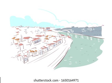 Vila Nova de Gaia Portugal Europe vector sketch city illustration line art