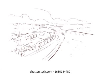 Vila Nova de Gaia Portugal Europe vector sketch city illustration line art