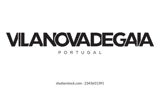 Vila Nova de Gaia in the Portugal emblem for print and web. Design features geometric style, vector illustration