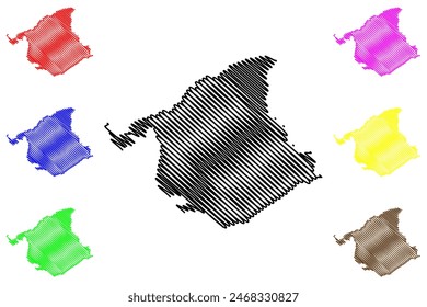 Ilustración vectorial de mapas del municipio de Vila Pavao (estado de Espírito Santo, municipios de Brasil, República Federativa de Brasil), bosquejo de garabatos Mapa de Vila Pavao