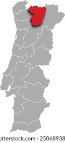 VILA REAL DISTRICT of PORTUGAL 3d isometric map WITH ADMINISTRATIVE DIVISIONS