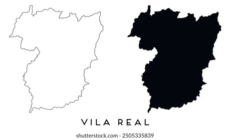 Vila Real map outline and black silhouette vector