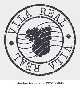 Vila Real, Portugal Stamp Map Postal. Silhouette. Passport Round Design. Vector Icon. Design Retro Travel National Symbol.