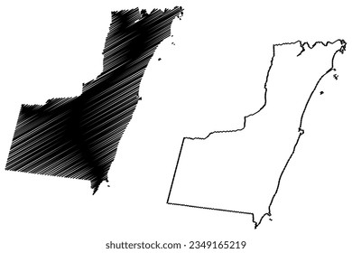 Mapa de ilustraciones vectoriales del municipio de Vila Velha (estado de Espírito Santo, municipalidades de Brasil, República Federativa del Brasil), dibujo de garabatos, mapa de Vila Velha