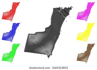 Ilustración vectorial de mapas del municipio de Vila Velha (Estado de Espírito Santo, Municipios de Brasil, República Federativa de Brasil), bosquejo de garabatos Vila Velha mapa