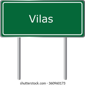 Vilas , Colorado, road sign green vector illustration, road table, USA city