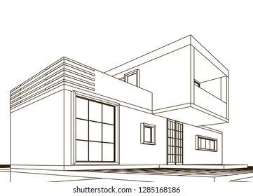 villa 3d sketch