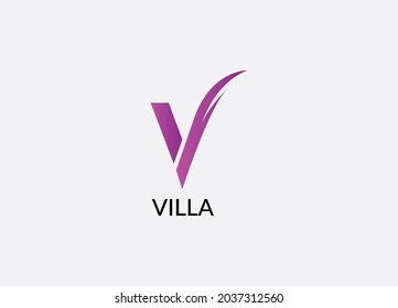 Villa Abstract v letter modern initial logo design 