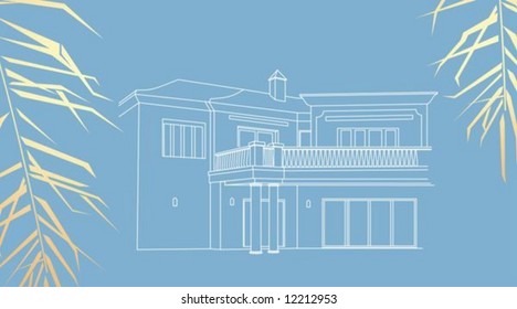 Villa among palm branches