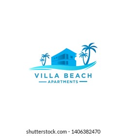 VILLA BEACH LOGO DESIGN VECTOR