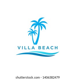 VILLA BEACH LOGO DESIGN VECTOR