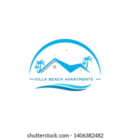 VILLA BEACH LOGO DESIGN VECTOR