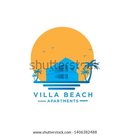 VILLA BEACH LOGO DESIGN VECTOR