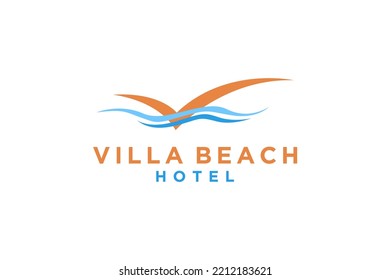 Villa beach resort logo design water wave abstract icon symbol