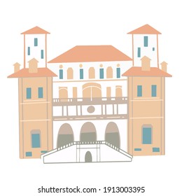 Villa Borghese (Galleria Borghese) in Rome, Italy. Vector illustration.