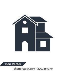villa building icon logo vector illustration. villa symbol template for graphic and web design collection